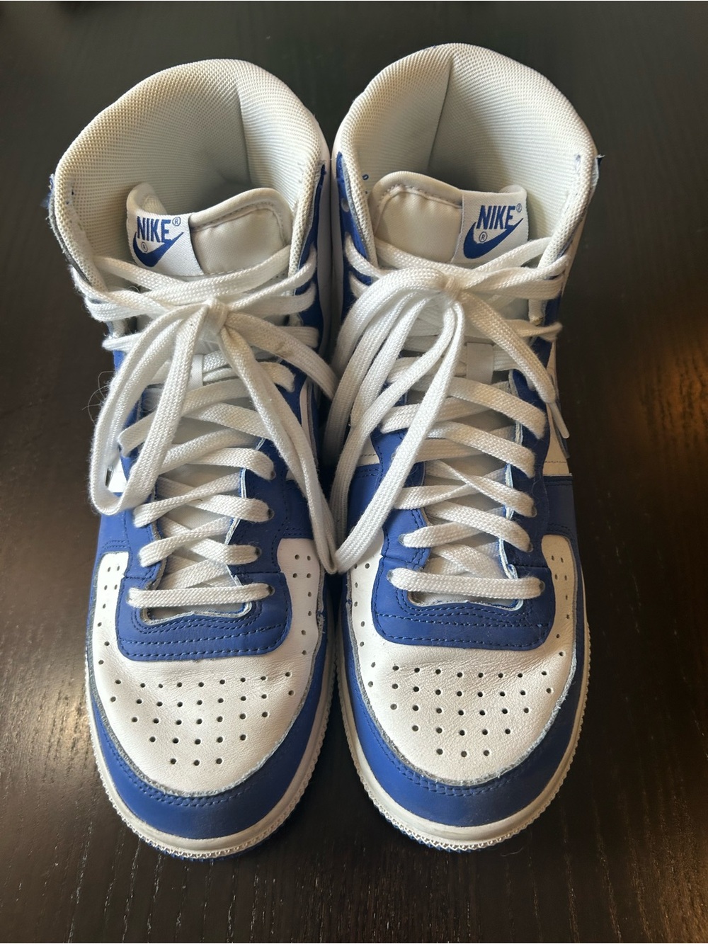 Nike High-Top Sneakers in White and Royal Blue